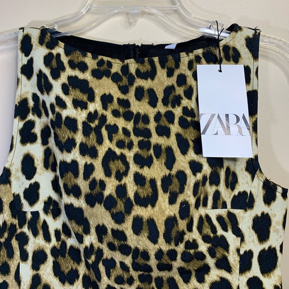 ZARA Leopard Print Mini Dress | Animal Print Sleeveless A-Line XS - Picture 4 of 11